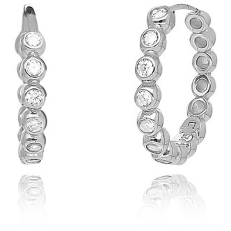 1 - Mabina women's hoop earrings silver zircons 563353