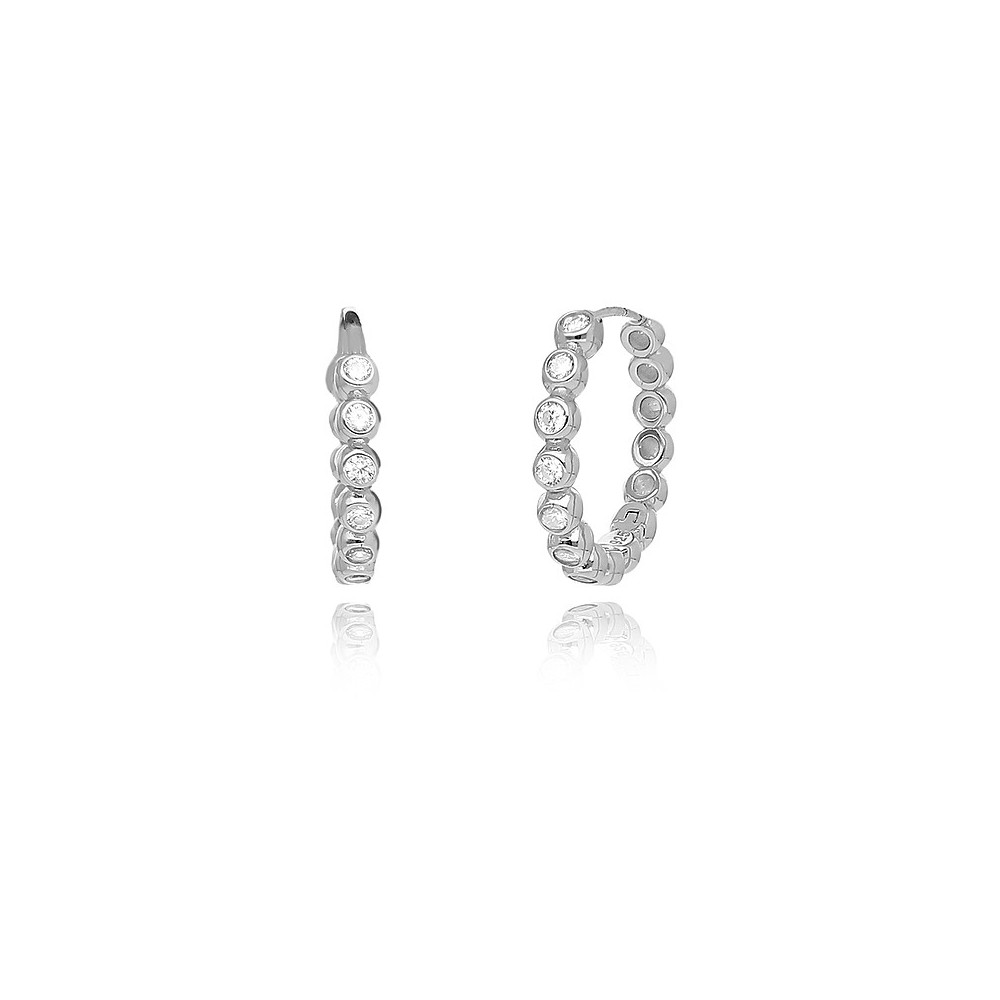 1 - Mabina women's hoop earrings silver zircons 563353