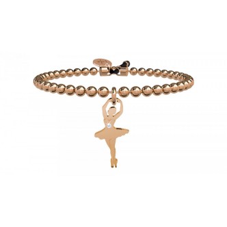 1 - Bracciale Kidult 731428 acciaio 316L PVD Rosè ballerina con cristalli collezione Free Time