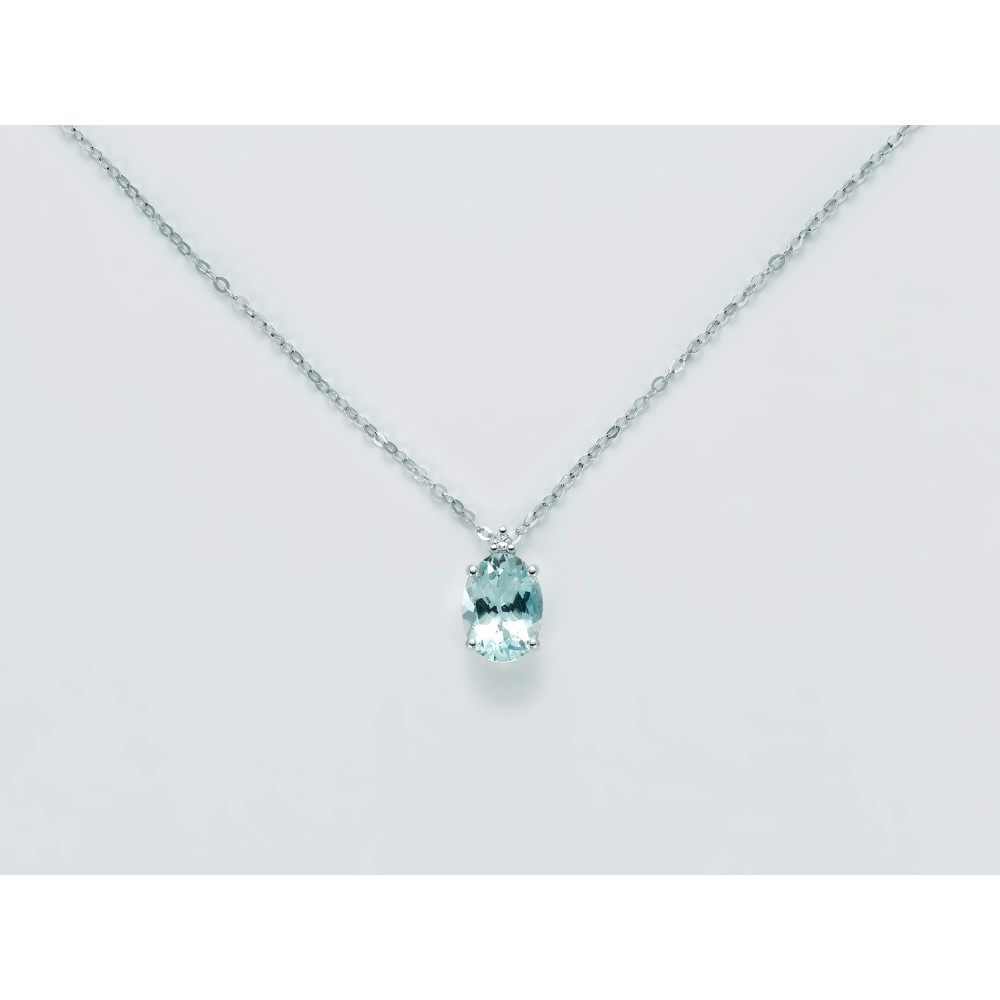 1 - Miluna White Gold Aquamarine Woman Necklace with Diamonds CLD4284