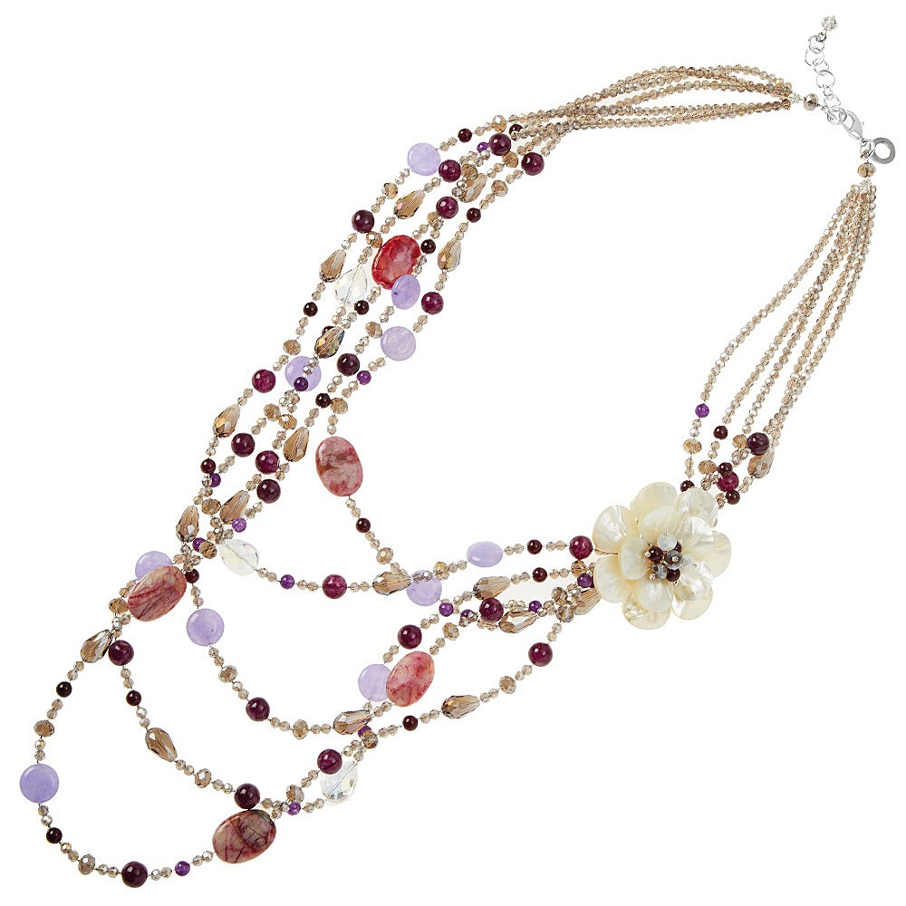 1 - Ottaviani woman necklace multicolor stones and flower 500532C