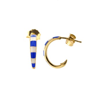 1 - Woman single earring blue enamel lines Rue Des Mille Alessandro Rodriguez AE-OR CERC B Silver 925