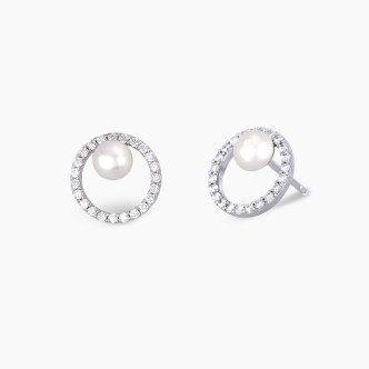 1 - Orecchini donna Mabina argento zirconi perle 563225