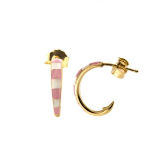 1 - Woman single earring pink enamel lines Rue Des Mille Alessandro Rodriguez AE-OR CERC R Silver 925