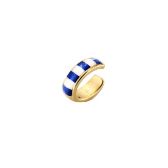 1 - Monorecchino donna righe smalto blu Rue Des Mille Alessandro Rodriguez AE-EAR B Argento 925