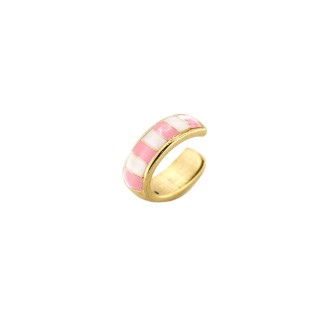 1 - Monorecchino donna righe smalto rosa Rue Des Mille Alessandro Rodriguez AE-EAR R Argento 925