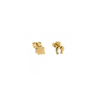 1 - Rue des Mille gilded horseshoe earrings with four-leaf clover OR-LOB C4 AU