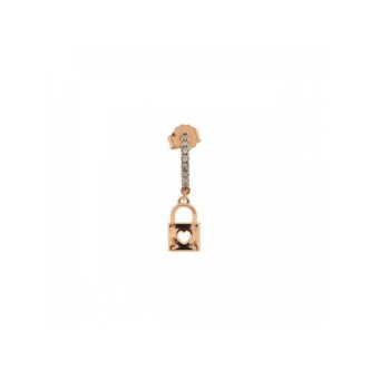 1 - Single earring Padlock Rue Des Mille rosé ORZ-FA LUC with zircons