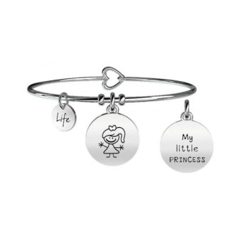 1 - Bracelet Kidult 231570 316L steel pendant with girl Family collection