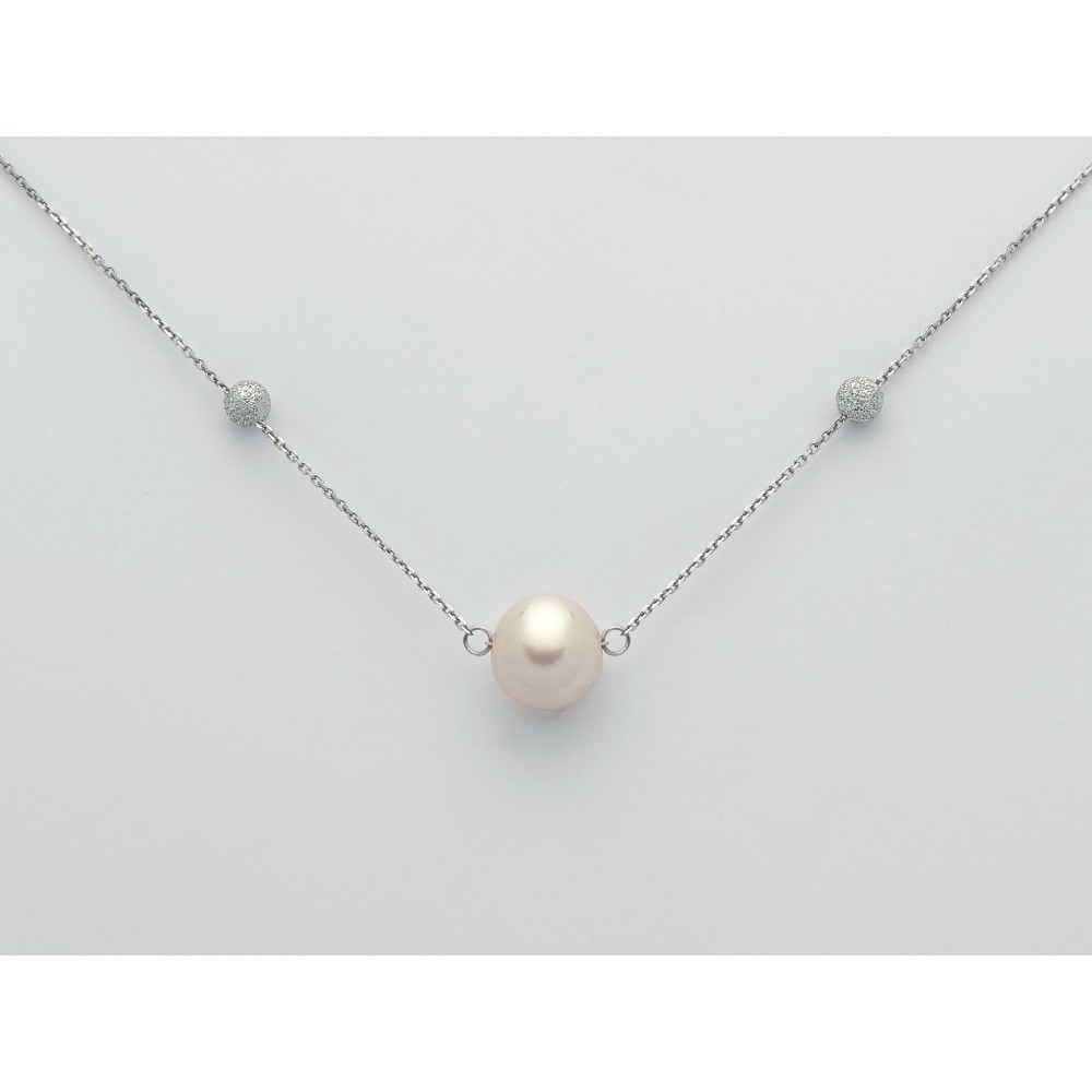 1 - Miluna white gold woman necklace with pearl and diamond chain PCL6025