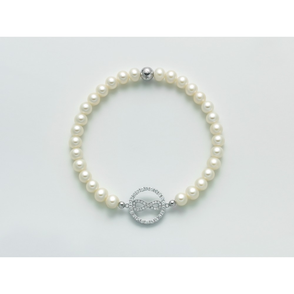 1 - Miluna woman infinity bracelet 925 silver with white pearls and topazes PBR2979-TPZ