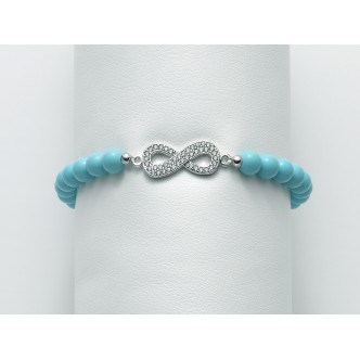 1 - Miluna Turquoise Infinity Bracelet 925 Sterling Silver with Topazes BR671TPZ