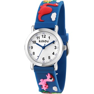 1 - Orologio solo tempo bambino dinosauri Kikou Mignon blu silicone R4551102001