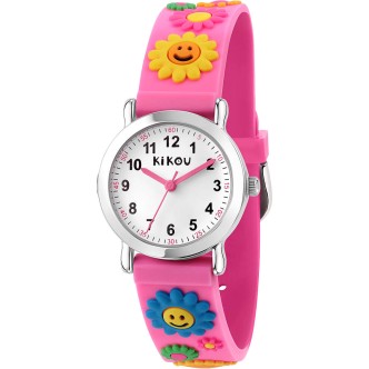 1 - Watch only time girl flowers Kikou Mignon pink silicone R4551102501