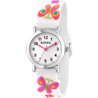 1 - Watch only time girl butterflies Kikou Mignon white silicone R4551102502