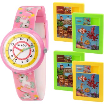 1 - Orologio solo tempo bambina unicorni Kikou Mignon rosa silicone R4551103501