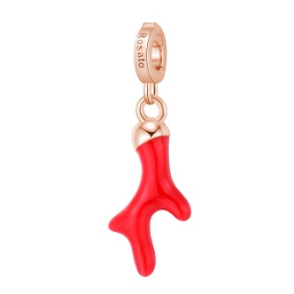 1 - Pink red enamel coral pendant RZ189 925 silver