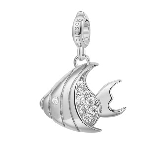 1 - Rose fish pendant RZ043R 925 silver with zircons