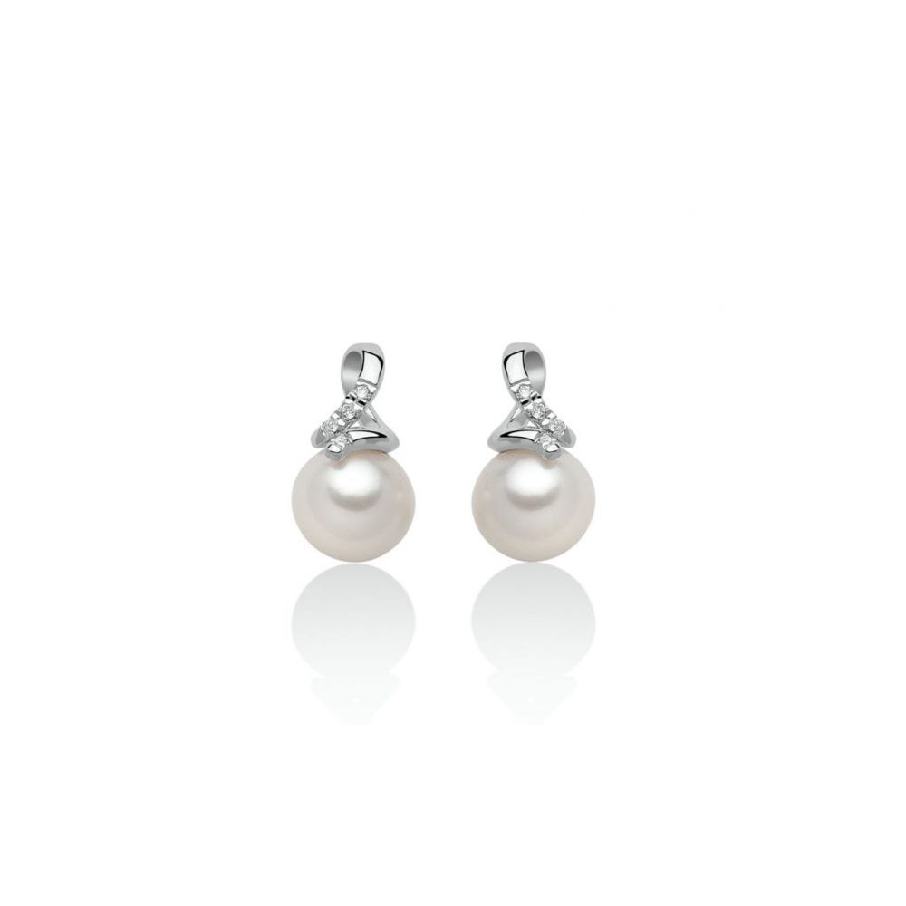 1 - Miluna women's pearl earrings with diamonds White Gold PER2530