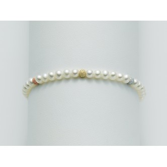 1 - Bracciale donna Miluna con perle bianche e diamantate Oro 18Kt PBR836V