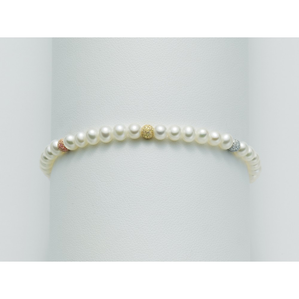 1 - Miluna woman bracelet with white and diamond pearls 18Kt Gold PBR836V