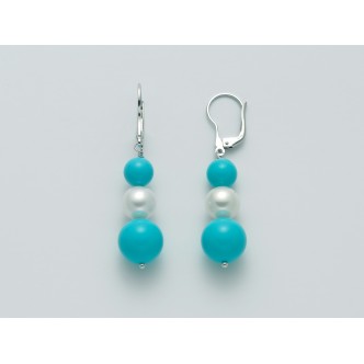 1 - Miluna woman earrings with pearls and Turquoise Earth and Sea 925 Sterling Silver PER2466