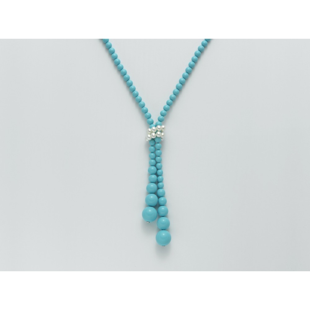 1 - Miluna turquoise tassel woman necklace CLD3656 925 Silver Earth and Sea