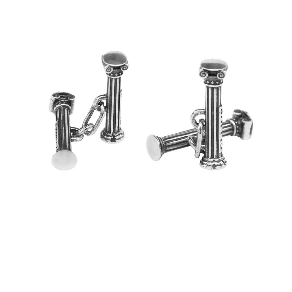 1 - Greek column cufflinks man Ellius Silver 925 R833 / RV