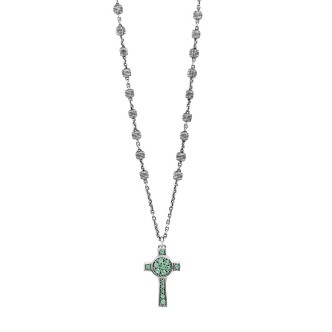 1 - Collana uomo Croce Natività Argento 925 con pietre nere R865/45/RV/PV