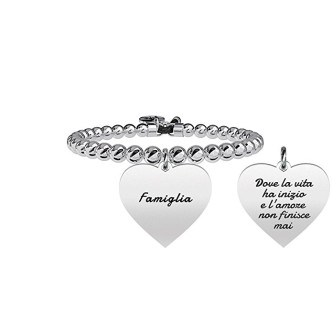 1 - Bracciale Kidult 731327 in acciaio 316L ciondolo a cuore collezione Family