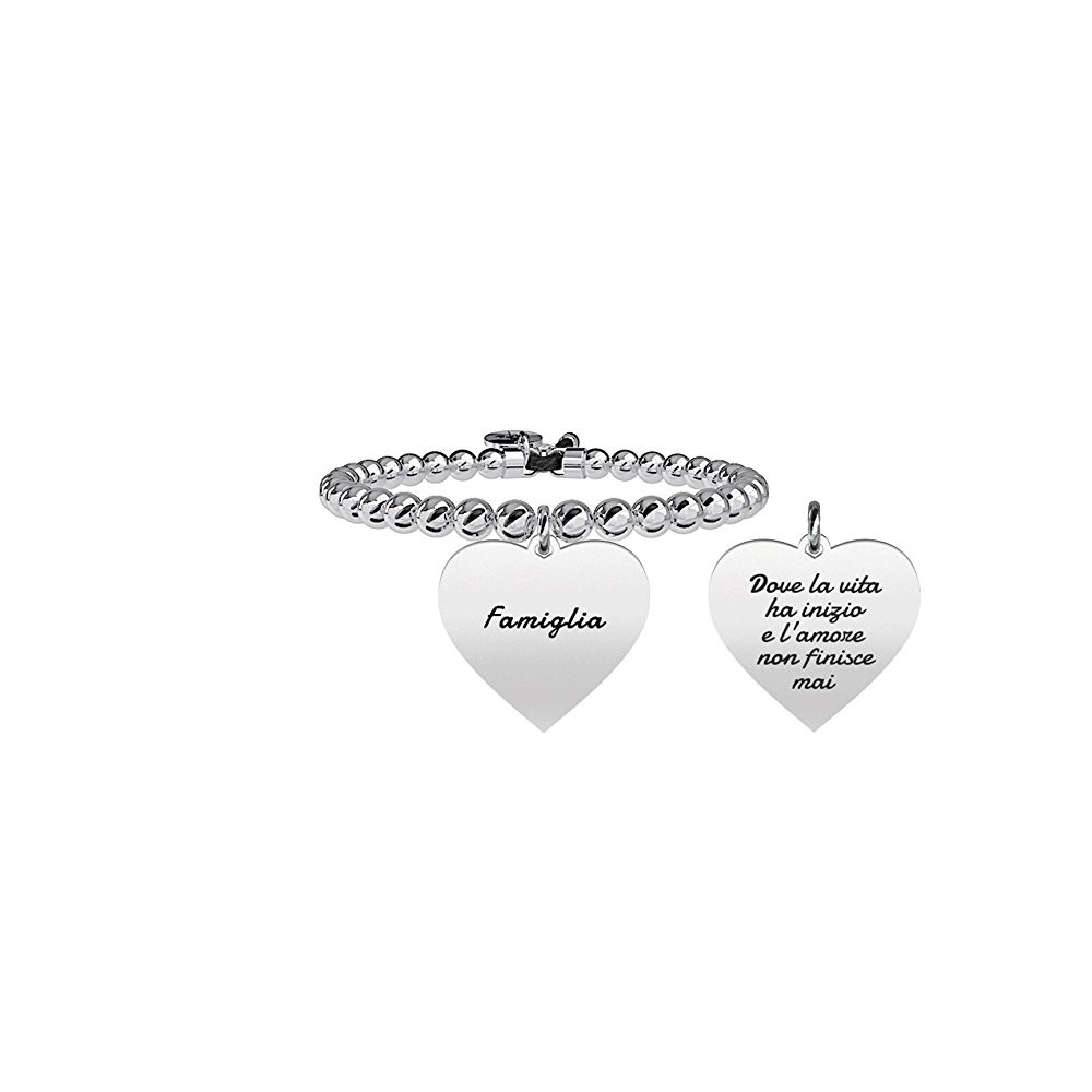 1 - Bracciale Kidult 731327 in acciaio 316L ciondolo a cuore collezione Family