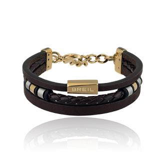 1 - Bracciale Breil TJ2670 in pelle marrone ed acciaio collezione Outer