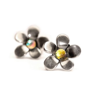 1 - Trollbeads Silver Flower Earrings TAGEA-00058 Silver