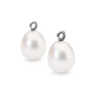 1 - Trollbeads Silver Oval Pearl Drop Earrings TAGEA-00090