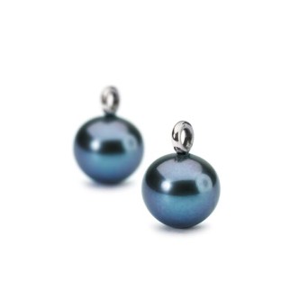 1 - Trollbeads Silver Round Peacock Pearl Drop Earrings TAGEA-00096