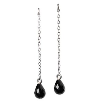 1 - Onyx drops earrings 5 cm Trollbeads Silver TAGEA-00012