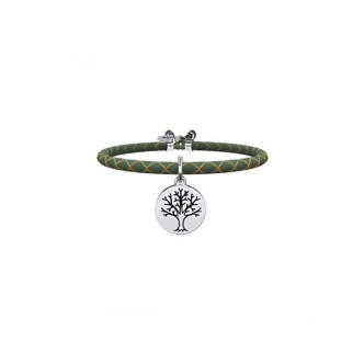 1 - Bracciale Kidult 731454 in pelle con ciondolo Albero della Vita in acciaio 316L collezione Nature