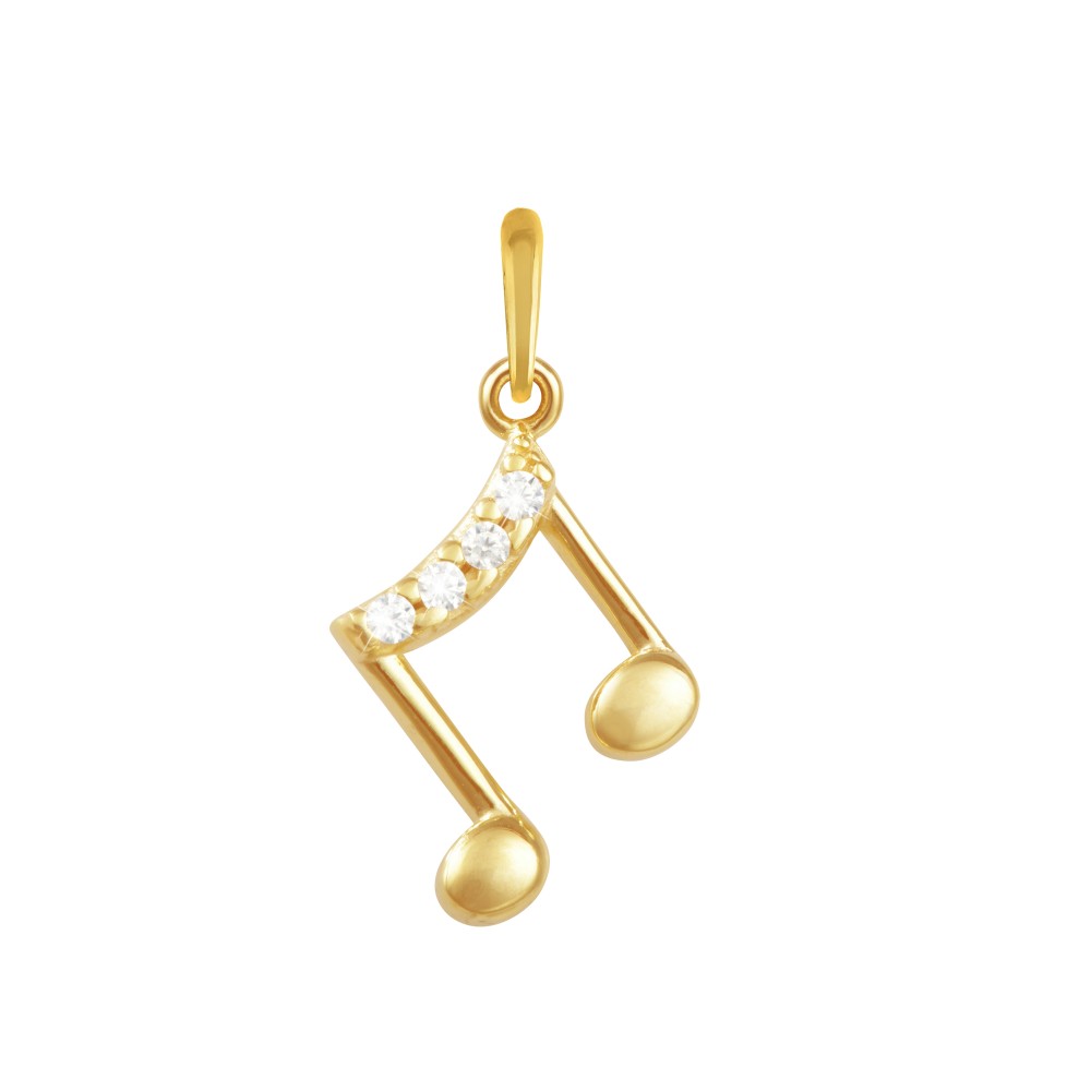 1 - Musical note pendant 9Kt Yellow Gold Stroili woman 1415966 Poeme