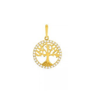 1 - Ciondolo Albero della Vita Oro Giallo 9Kt con zirconi Stroili donna 1412800 Poeme