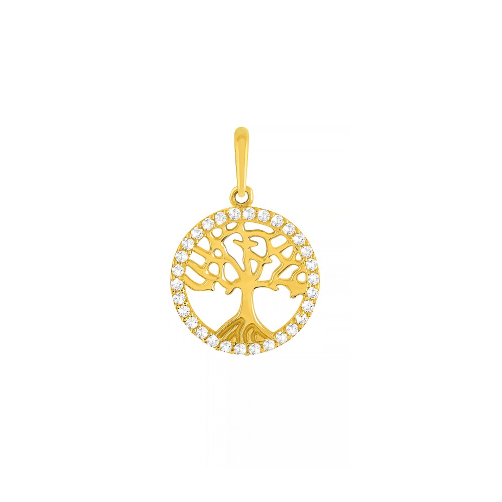 1 - Tree of Life Pendant 9Kt Yellow Gold with Stroili Cubic Zirconia Woman 1412800 Poeme