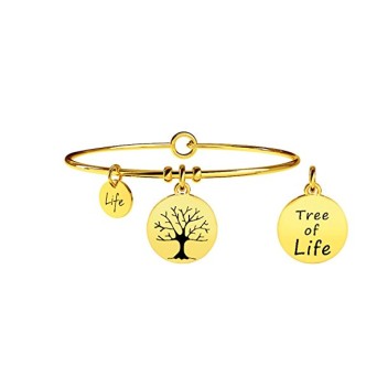 1 - Kidult bracelet 231544 in 316L steel with PVD Gold with Tree of Life pendant Nature collection