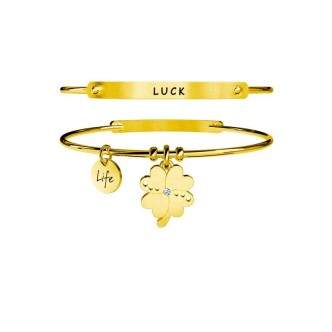 1 - Kidult 231662 bracelet in 316L stainless steel with PVD Gold with Pendant Nature of the Four Leaf Clover collection