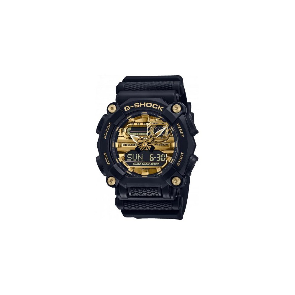 1 - Casio G-Shock black and gold men's watch GA-900AG-1AER resin