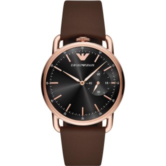 1 - Emporio Armani watch only time man AR11337 steel PVD Rose Gold leather strap