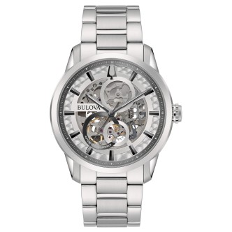 1 - Bulova men's automatic Sutton Scheleton 96A267 steel watch