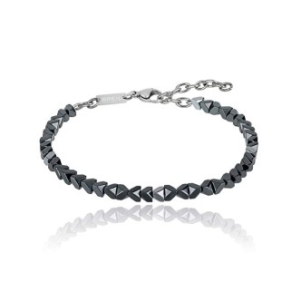 1 - Bracciale Breil TJ2664 in Ematite lucida Bicolor collezione Krypton