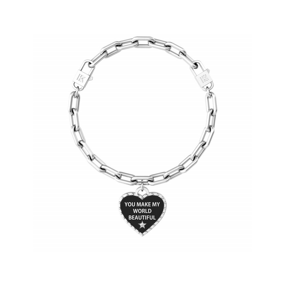 1 - Kidult woman heart bracelet You Make My World Beautiful 731941 316L steel Love