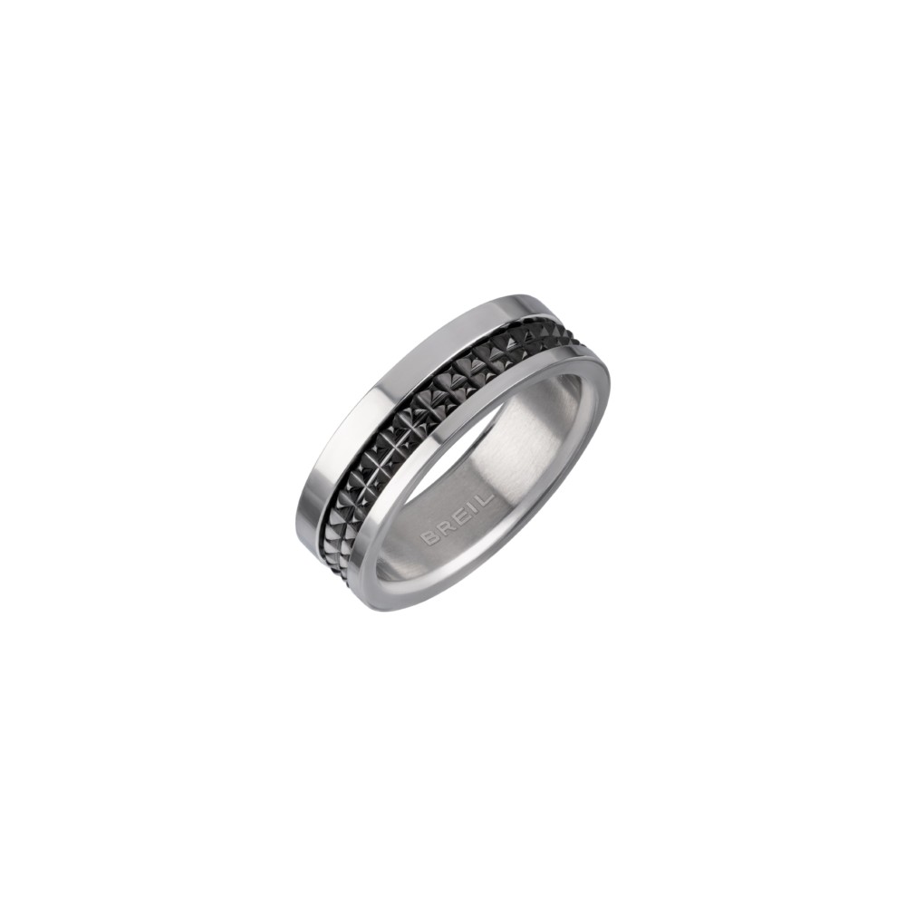 1 - Anello uomo Breil Joint argento e nero TJ3053 mis. 23