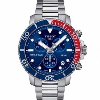 1 - Tissot Seastar 1000 red and blue chronograph watch for men T120.417.11.041.03 316L steel