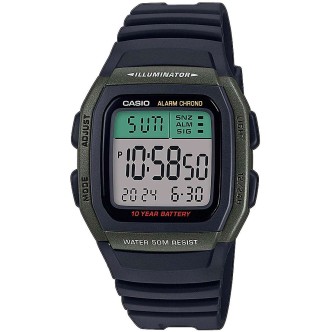 1 - Orologio uomo Casio digitale nero e verde W-96H-3AVEF resina